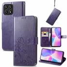 For Honor X30i Four-leaf Clasp Embossed Buckle Leather Phone Case(Purple) - 1