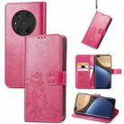 For Honor Magic3 Four-leaf Clasp Embossed Buckle Leather Phone Case(Magenta) - 1