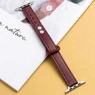 7 45mm / 6&SE&5&4 44mm / 3&2&1 42mm Microfiber Leather Car Line Small Waist Double Buckle Watch Band(Wine Red) - 1