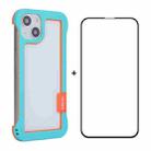 For iPhone 13 ENKAY Frameless Hollow PC Case + Glass Film(Blue) - 1