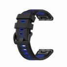 For Garmin Fenix 7X 26mm Two-color Silicone Jack Watch Band(Black Blue) - 1