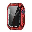 For Apple Watch Series 8 / 7 45mm Armor Diamond PC Toughened Film Integrated Protective Case(Red) - 1