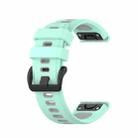 For Garmin Fenix 7 22mm Two-color Silicone Jack Watch Band(Green Gray) - 1
