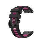 For Garmin Fenix 7 22mm Two-color Silicone Jack Watch Band(Black Magenta) - 1