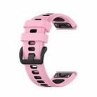For Garmin Fenix 7 22mm Two-color Silicone Jack Watch Band(Pink Black) - 1