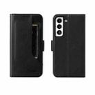 For Samsung Galaxy S22 5G Dual Buckle Card Wallet Calf Leather Phone Case(Black) - 1