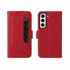 For Samsung Galaxy S22 5G Dual Buckle Card Wallet Calf Leather Phone Case(Red) - 1