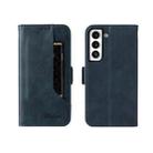 For Samsung Galaxy S22 5G Dual Buckle Card Wallet Calf Leather Phone Case(Blue) - 1