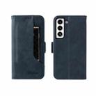 For Samsung Galaxy S22+ 5G Dual Buckle Card Wallet Calf Leather Phone Case(Blue) - 1