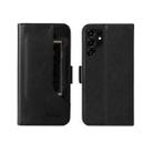 For Samsung Galaxy S22 Ultra 5G Dual Buckle Card Wallet Calf Leather Phone Case(Black) - 1