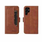 For Samsung Galaxy S22 Ultra 5G Dual Buckle Card Wallet Calf Leather Phone Case(Brown) - 1