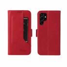 For Samsung Galaxy S22 Ultra 5G Dual Buckle Card Wallet Calf Leather Phone Case(Red) - 1
