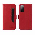 For Samsung Galaxy S20 FE Dual Buckle Card Wallet Calf Leather Phone Case(Red) - 1