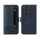 For Samsung Galaxy A72 5G / 4G Dual Buckle Card Wallet Calf Leather Phone Case(Blue) - 1