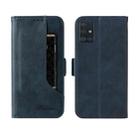 For Samsung Galaxy A71 4G Dual Buckle Card Wallet Calf Leather Phone Case(Blue) - 1