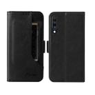For Samsung Galaxy A70 Dual Buckle Card Wallet Calf Leather Phone Case(Black) - 1