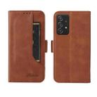 For Samsung Galaxy A52  5G / 4G Dual Buckle Card Wallet Calf Leather Phone Case(Brown) - 1