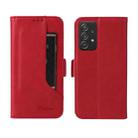 For Samsung Galaxy A52  5G / 4G Dual Buckle Card Wallet Calf Leather Phone Case(Red) - 1