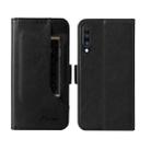 For Samsung Galaxy A50 Dual Buckle Card Wallet Calf Leather Phone Case(Black) - 1