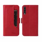 For Samsung Galaxy A50 Dual Buckle Card Wallet Calf Leather Phone Case(Red) - 1