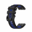 For Garmin Fenix 7S 20mm Two-color Silicone Jack Watch Band(Black Blue) - 1