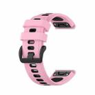 For Garmin Fenix 7S 20mm Two-color Silicone Jack Watch Band(Pink Black) - 1