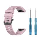 For Garmin Fenix 7X 26mm Solid Color Silicone Quick Release Watch Band(Rose Pink) - 1