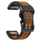 For Garmin Fenix 7X 26mm Two-Color Two-Hole Silicone Quick Release Watch Band(Black Orange) - 1