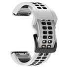 For Garmin Fenix 7X 26mm Two-Color Two-Hole Silicone Quick Release Watch Band(White Black) - 1