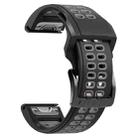 For Garmin Fenix 7X 26mm Two-Color Two-Hole Silicone Quick Release Watch Band(Black Gray) - 1