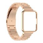 For Xiaomi Redmi Watch2 Lite International Version 2 in 1 Three-bead Metal Watch Band with Watch Frame(Rose Gold) - 1
