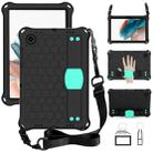 For Galaxy Tab A8 10.5 2021 X200/X205 Honeycomb EVA+PC Tablet Case with Strap(Black+Mint Green) - 1