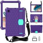 For Galaxy Tab A8 10.5 2021 X200/X205 Honeycomb EVA+PC Tablet Case with Strap(Purple+Mint Green) - 1