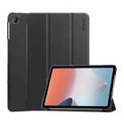 For OPPO Pad Air ENKAY Tri-fold Custer Texture Leather Smart Tablet Case(Black) - 1