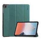 For OPPO Pad Air ENKAY Tri-fold Custer Texture Leather Smart Tablet Case(Dark Green) - 1