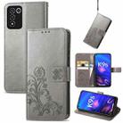 For OPPO K9s Four-leaf Clasp Embossed Buckle Leather Phone Case(Gray) - 1