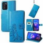 For OPPO K9s Four-leaf Clasp Embossed Buckle Leather Phone Case(Blue) - 1