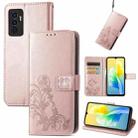 For vivo S10e Four-leaf Clasp Embossed Buckle Leather Phone Case(Rose Gold) - 1
