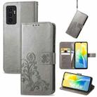 For vivo S10e Four-leaf Clasp Embossed Buckle Leather Phone Case(Gray) - 1