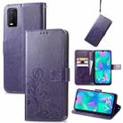 For vivo Y3s 2021 Four-leaf Clasp Embossed Buckle Leather Phone Case(Purple) - 1