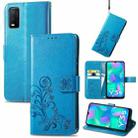 For vivo Y3s 2021 Four-leaf Clasp Embossed Buckle Leather Phone Case(Blue) - 1