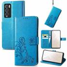 For OPPO Realme GT Explorer Master Four-leaf Clasp Embossed Buckle Leather Phone Case(Blue) - 1
