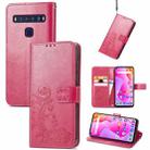 For TCL 10L Four-leaf Clasp Embossed Buckle Mobile Phone Leather Case(Magenta) - 1