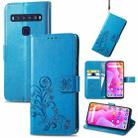 For TCL 10L Four-leaf Clasp Embossed Buckle Mobile Phone Leather Case(Blue) - 1