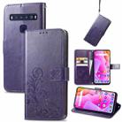 For TCL 10L Four-leaf Clasp Embossed Buckle Mobile Phone Leather Case(Purple) - 1