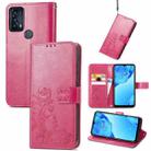 For TCL 20B Four-leaf Clasp Embossed Buckle Mobile Phone Leather Case(Magenta) - 1