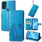For TCL 20B Four-leaf Clasp Embossed Buckle Mobile Phone Leather Case(Blue) - 1