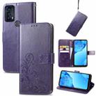 For TCL 20B Four-leaf Clasp Embossed Buckle Mobile Phone Leather Case(Purple) - 1