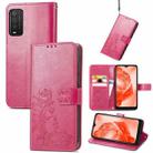 For TCL 205 Four-leaf Clasp Embossed Buckle Mobile Phone Leather Case(Magenta) - 1