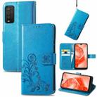 For TCL 205 Four-leaf Clasp Embossed Buckle Mobile Phone Leather Case(Blue) - 1